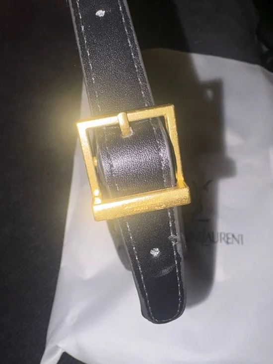 Yves Saint Laurent Black Leather Shoulder Bag with Gold YSL Emblem - Picture 5 of 5